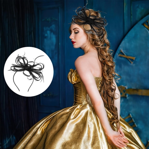 UPKOCH Tea Party Headwear 1Pcs Black Fabric Vintage Style Fascinator Headband for Women