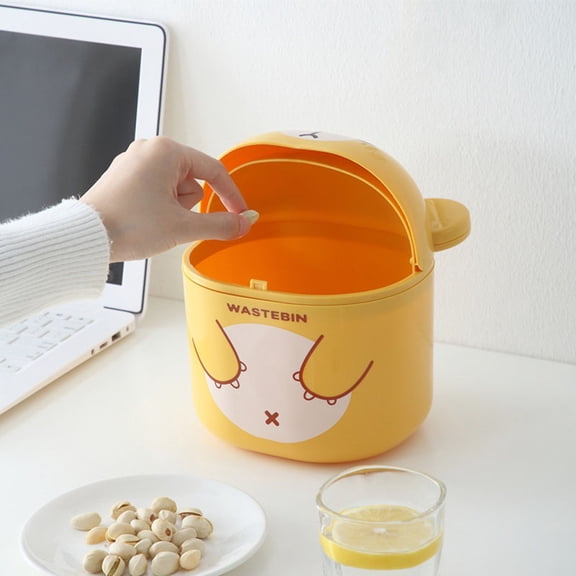 UPKOCH Tiny Trash Can Small Plastic Trash Can in Yellow PP for Desktop Trash Holder 1Set