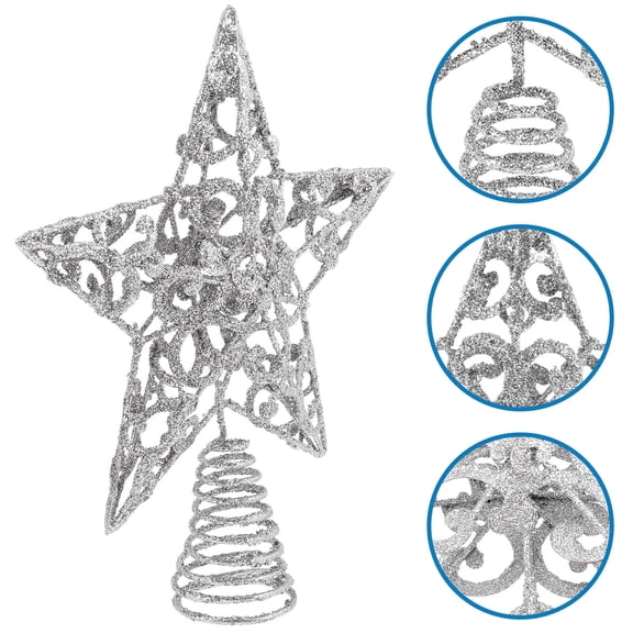 UPKOCH Christmas Tree Star Topper Metal Silver 1Pack