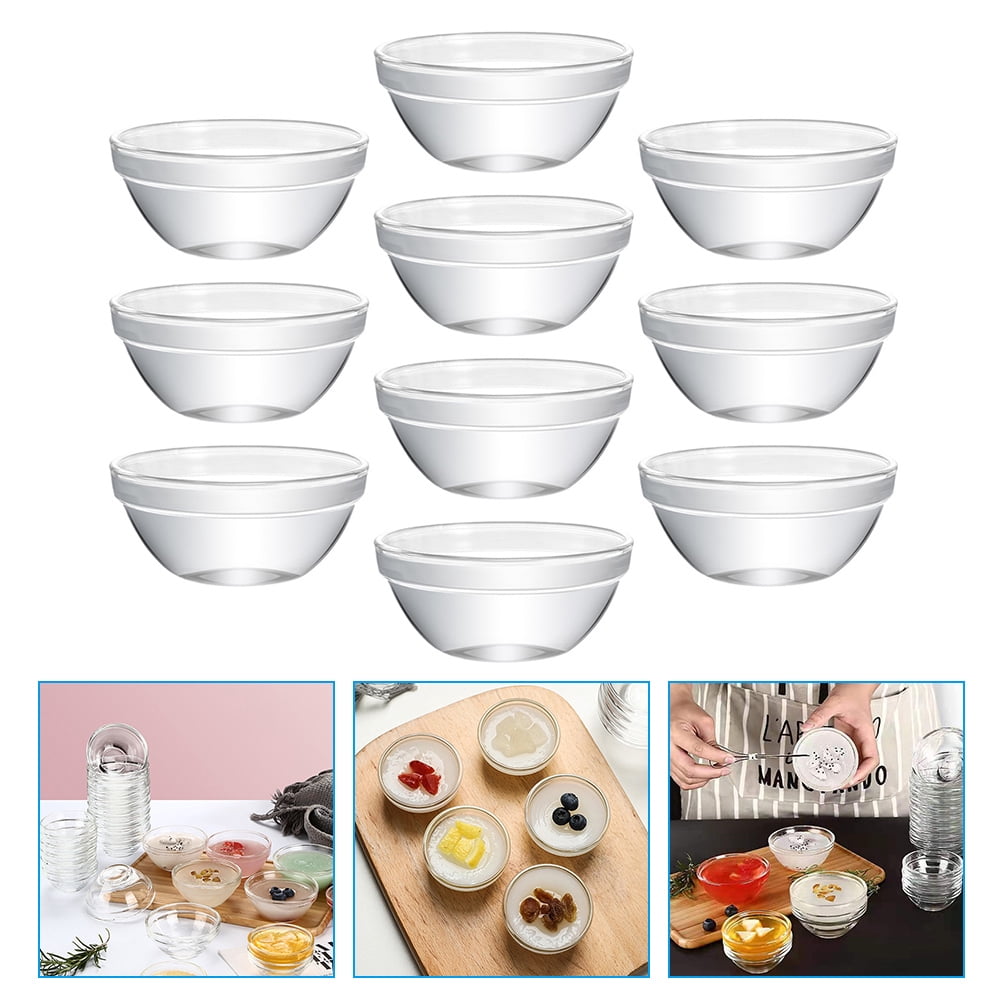 UPKOCH Transparent Glass Dessert Bowls for Home Use Easy to Clean and Perfect for Salads Desserts Fruits 10 Pcs