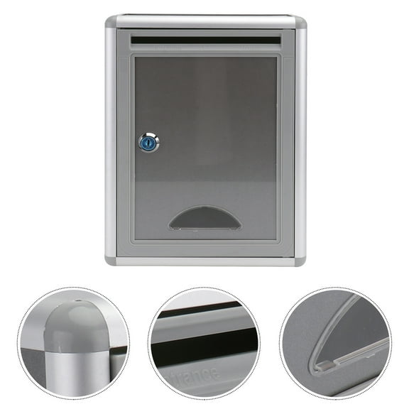 UPKOCH Suggestion Transparent Box Ballot Box Silver Grey 1Set 11.2X8.5X4.1In