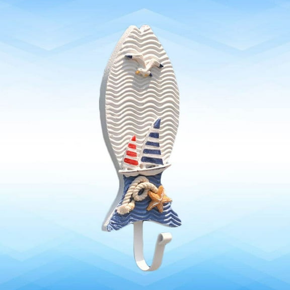 UPKOCH Wall Hooks Multi Wood Fish Shape Hanging For Office 1Pack