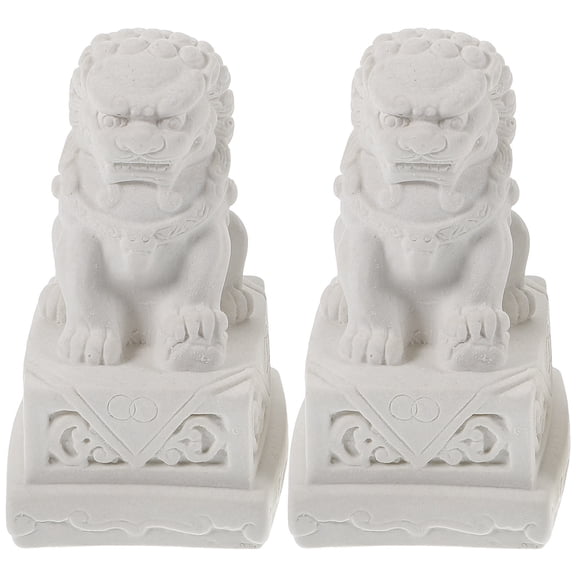 UPKOCH White Cement Lion Sculpture for Decor Unique Design Perfect for Home Office or Garden Size 3.5x2.5 inches