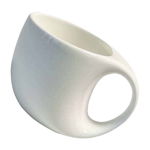 UPKOCH White Ceramic Cup for Home with Details and AntiSlip Handle Design 5.3 Inches