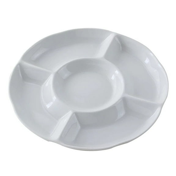 UPKOCH White Food Tray with 5 Divided Sections for Serving Snacks and Appetizers in Kitchen