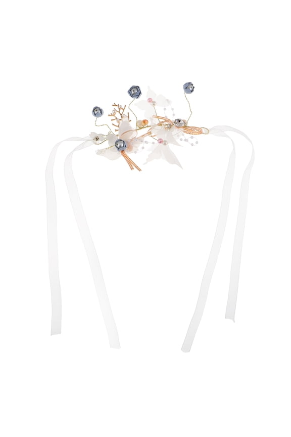 Wrist Flower for Bride Handcrafted Floral Bracelet Decorative Sky Blue 1Set for Weddings