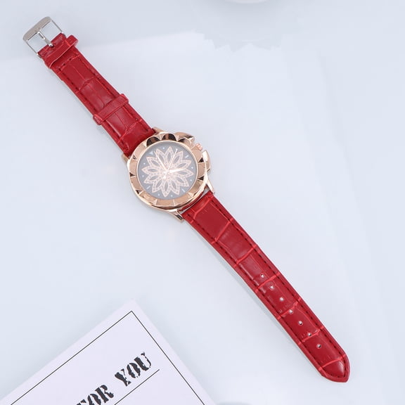 UPKOCH Wristwatch for Women Quartz Wristwatch Elegant Alloy Timekeeping 1Set Red