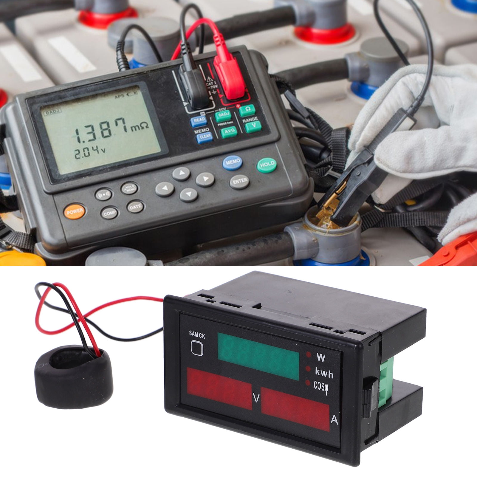 UPKOCH digital display voltage ammeter 2047 AC Voltmeter Ammeter Plastic Black 1Pcs