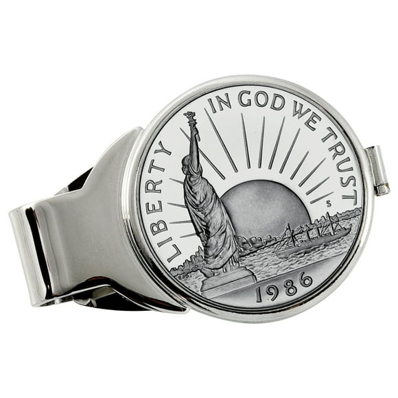 UPM Global 13008 Statue of Liberty Commemorative Half Dollar Silvertone Coin Money Clip
