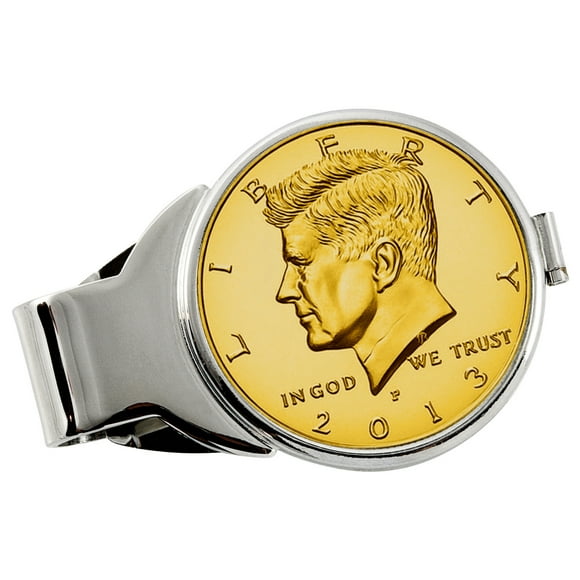 UPM Global 13012 Gold-Layered JFK Half Dollar Silvertone Coin Money Clip