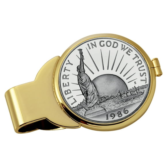 UPM Global 13025 Statue of Liberty Commemorative Half Dollar Goldtone Coin Money Clip