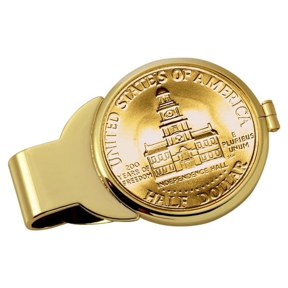 UPM Global 13030 Gold-Layered JFK Bicentennial Half Dollar Goldtone Coin Money Clip
