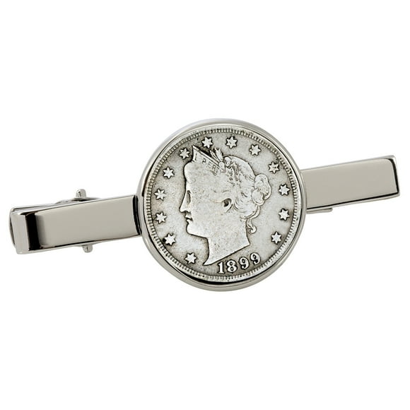 UPM Global 13086 1800s Liberty Nickel Silvertone Tie Clip