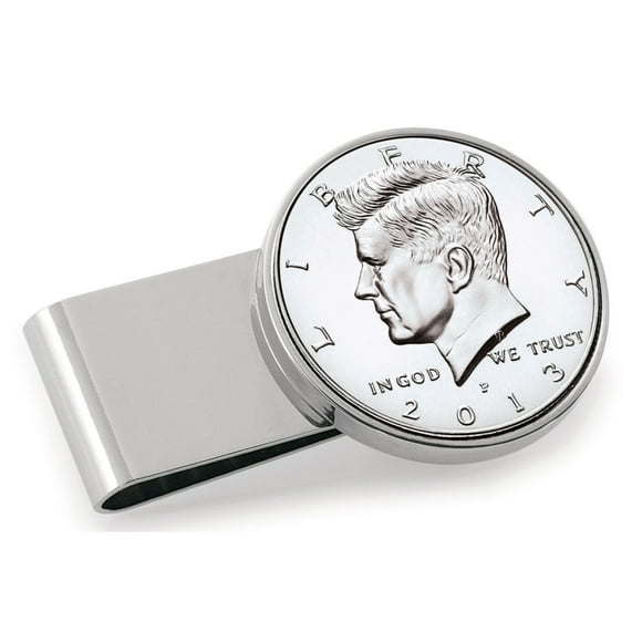UPM Global 13134 JFK Half Dollar Stainless Steel Silvertone Coin Money Clip