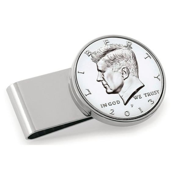 UPM Global 13134 JFK Half Dollar Stainless Steel Silvertone Coin Money Clip