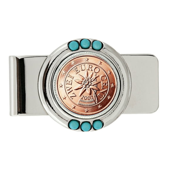 UPM Global 15372 Austrian 2 Euro Coin Turquoise Money Clip