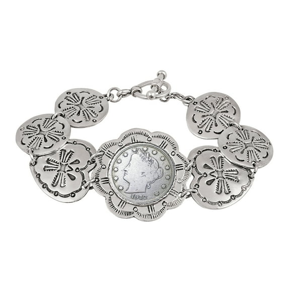 UPM Global 15470 Liberty Nickel Western Toggle Silvertone Coin Bracelet