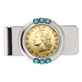 thumbnail image 1 of UPM Global 15471 Italian Republic Coin Turquoise Beaded Money Clip, 1 of 2