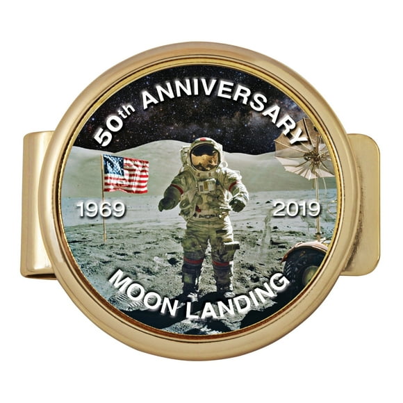UPM Global 15719 Moon Landing Bicentennial Eisenhower Colorized Dollar Gold Layered Coin Money Clip
