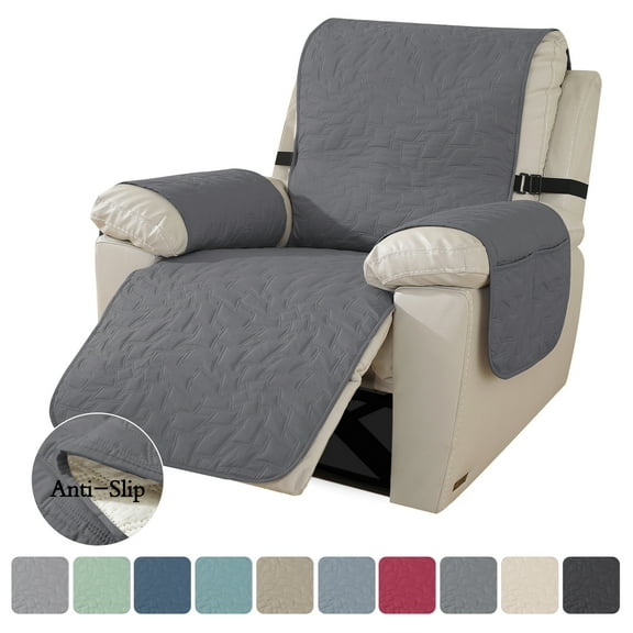 UPONRAY 100% Waterproof Recliner Chair Cover Non-Slip Reclining Cover for Recliner Chair Washable Chair Seat Cover with Elastic Straps for Kids, Dogs, Pets(23", Light Gray)