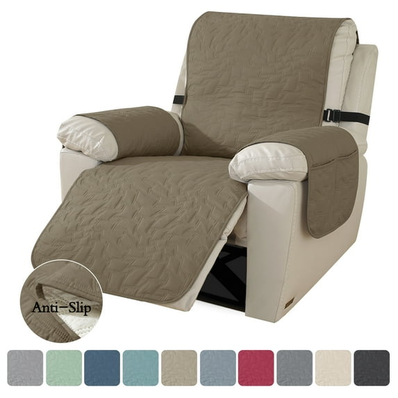 UPONRAY 100% Waterproof Recliner Chair Cover Non-Slip Reclining Cover for Recliner Chair Washable Chair Seat Cover with Elastic Straps for Kids, Dogs, Pets(28", Coffee)