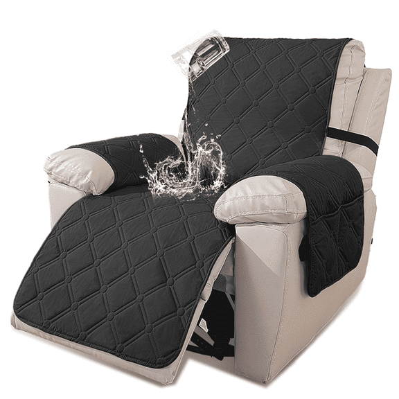 UPONRAY 100% Waterproof Recliner Chair Cover, Reclining Couch Covers for Pets, Dogs, Recliner Couch Slipcover Furniture Protector with Elastic Straps for Kids(23",Black)