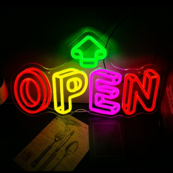 UPONRAY 3D Open Neon Signs for Business,Dimmable USB Powered Neon Open Sign,Light up LED Open Neon Sign for Stores Restaurant Bar Salon Hotel Coffee Window Man Cave Wall Decor