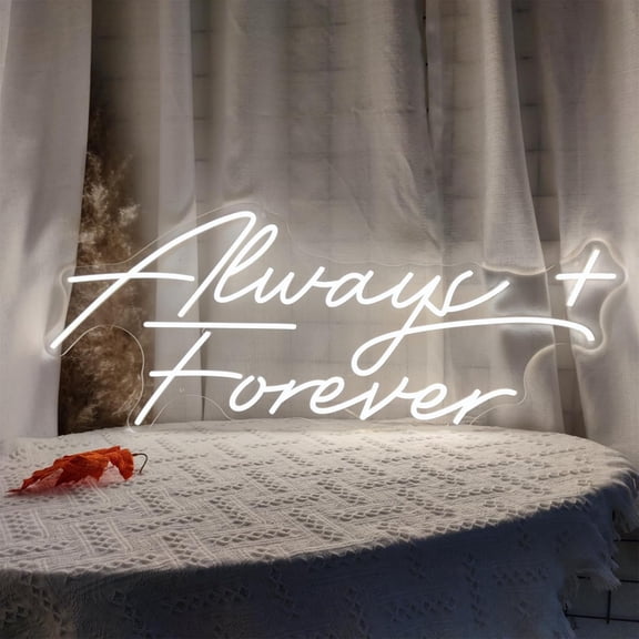 UPONRAY Always Forever Neon Signs, 23.62"*9.84" Dimmable & USB-Powered LED Neon Light, Stylish Wall Decor as gifts for Valentine's Day, Birthday, Family, Lover, Children