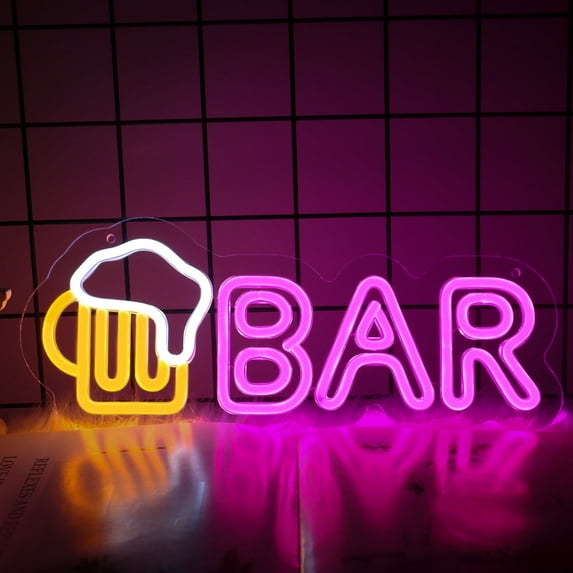 UPONRAY Bar Neon Sign for Wall Decor Dimmable LED Sign for Home Bar, Neon Beer Sign 5V USB Powered Lights for Tavern Club Pub Man Cave(14.6" x 5.9")