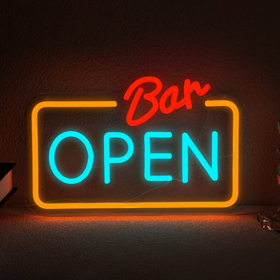 UPONRAY "Bar OPEN" Neon Sign 12.9 x 8.7 Inch - Vibrant Red & Blue LED Neon Light, Dimmable & USB Powered, Eye-Catching Decor for Bar Pub Cafe Store