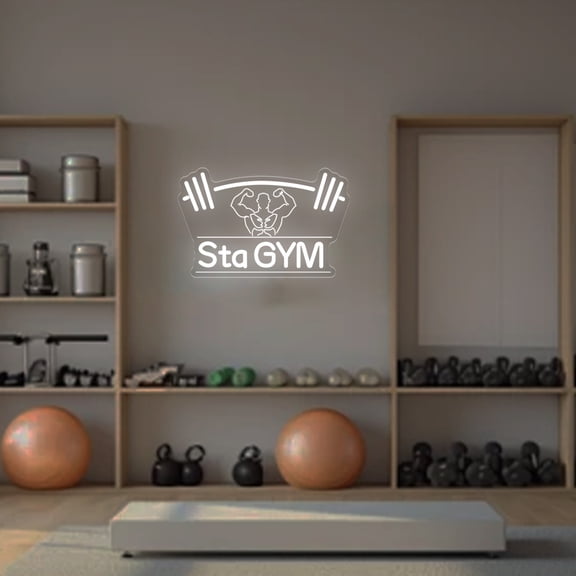 UPONRAY Barbell Custom Neon Signs, Usb Powered with Adjustable Brightness Wall Decor for Gifts, Cool White, 14 inch