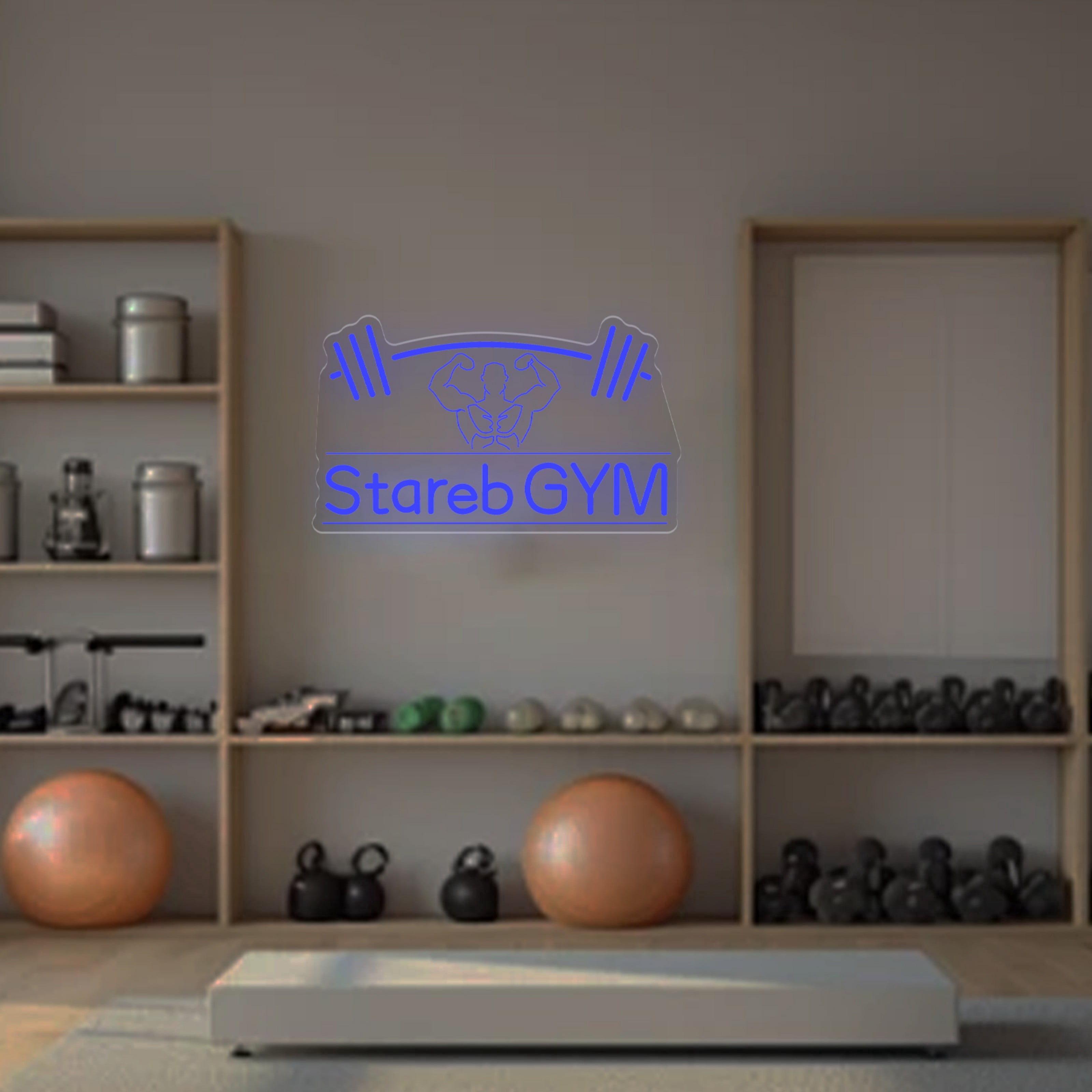 UPONRAY Barbell Custom Neon Signs, Usb Powered with Adjustable Brightness Wall Decor for Gifts, Dark Blue, 16 inch