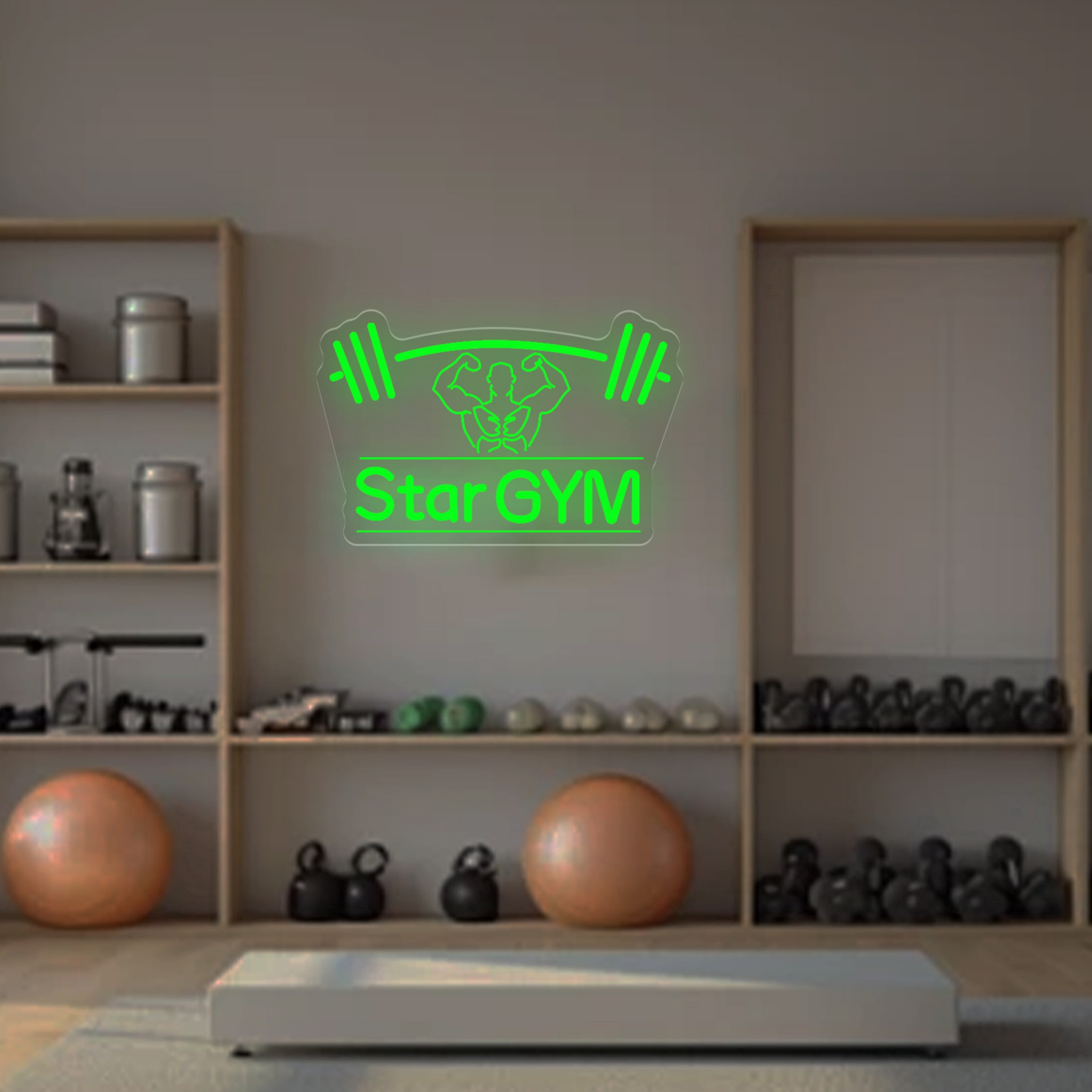 UPONRAY Barbell Custom Neon Signs, Usb Powered with Adjustable Brightness Wall Decor for Gifts, Green, 20 inch