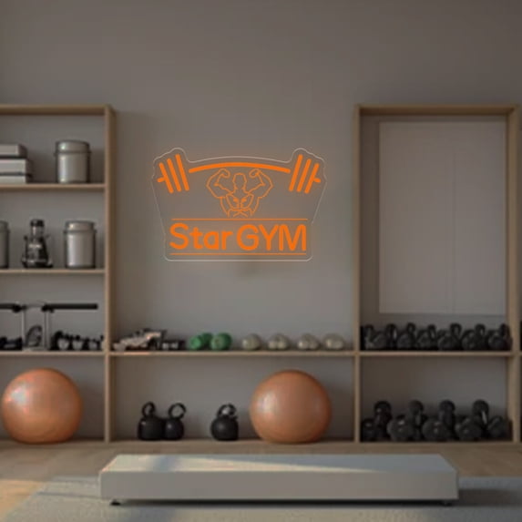 UPONRAY Barbell Custom Neon Signs, Usb Powered with Adjustable Brightness Wall Decor for Gifts, Orange, 16 inch