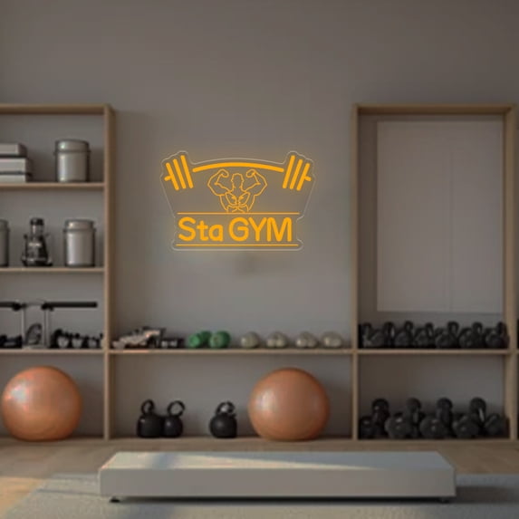 UPONRAY Barbell Custom Neon Signs, Usb Powered with Adjustable Brightness Wall Decor for Gifts, Yellow, 16 inch