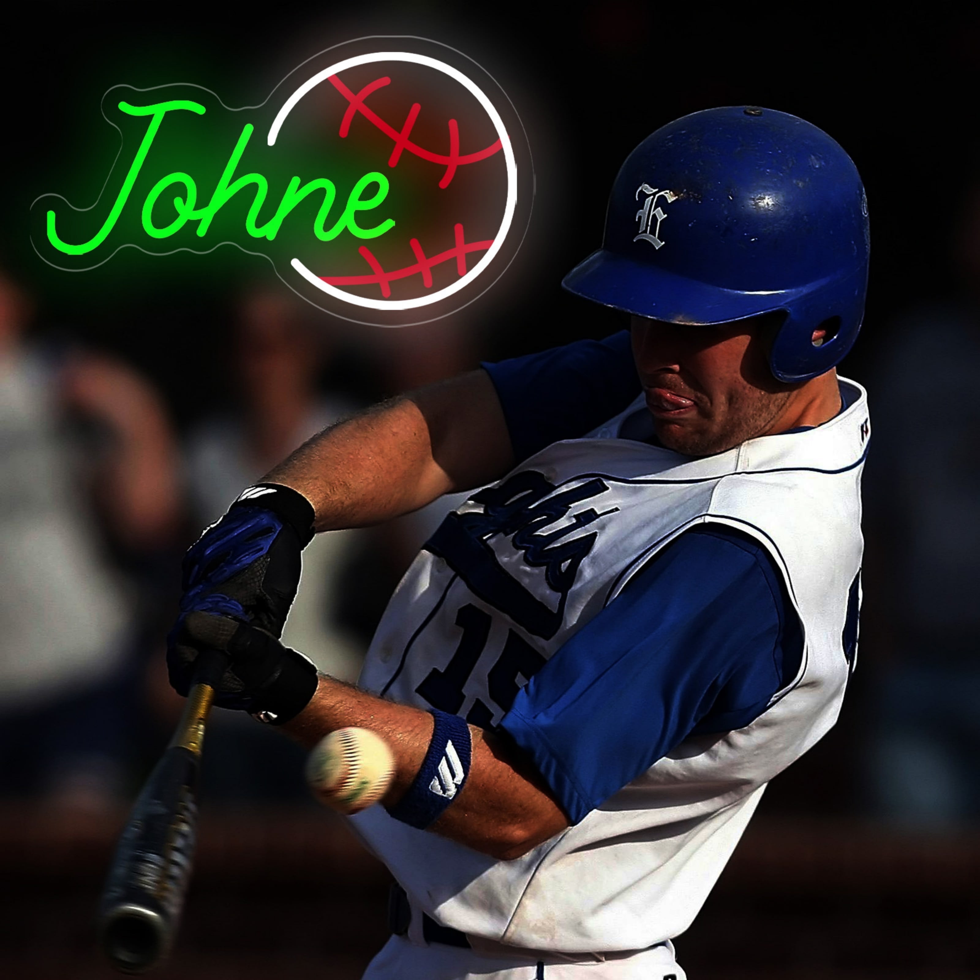 UPONRAY Single Line Custom Neon Signs with Baseball, Usb Powered with Adjustable Brightness Wall Decor for Gifts, Green, 14 inch