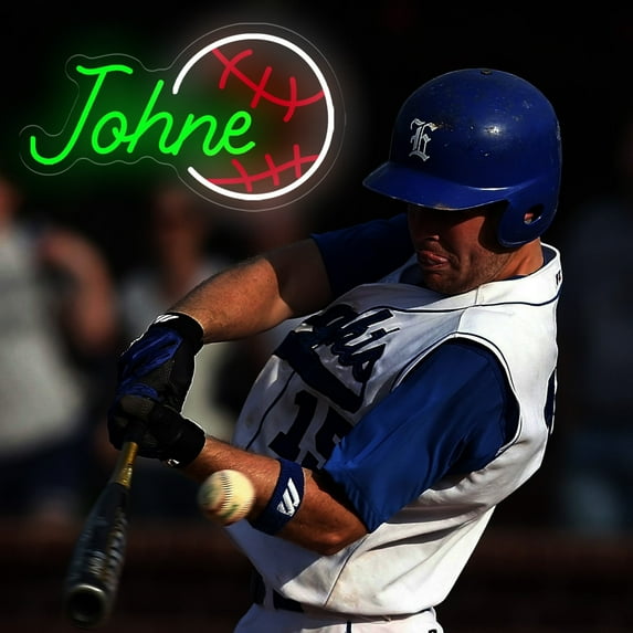 UPONRAY Single Line Custom Neon Signs with Baseball, Usb Powered with Adjustable Brightness Wall Decor for Gifts, Green, 18 inch