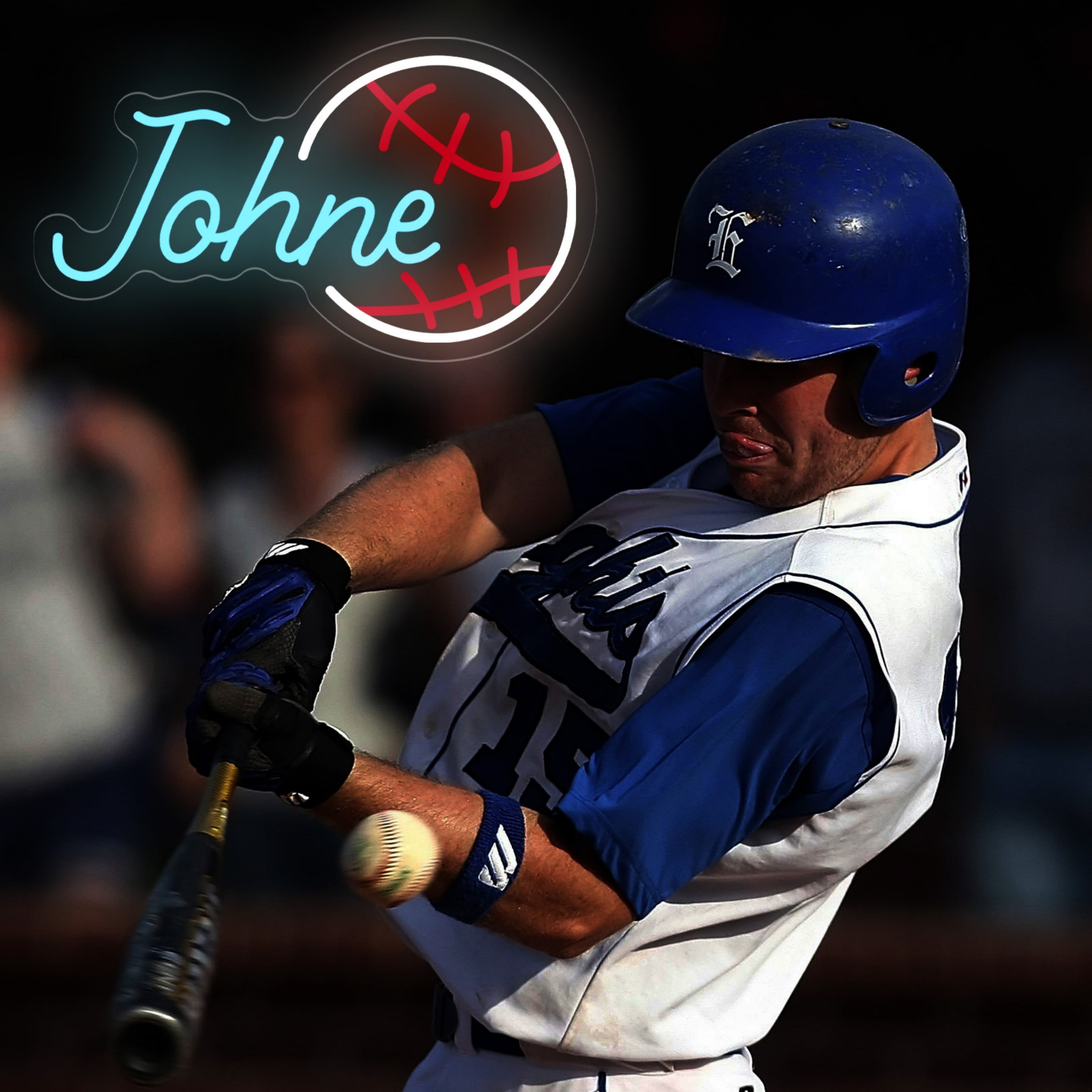 UPONRAY Single Line Custom Neon Signs with Baseball, Usb Powered with Adjustable Brightness Wall Decor for Gifts, Ice Blue, 20 inch