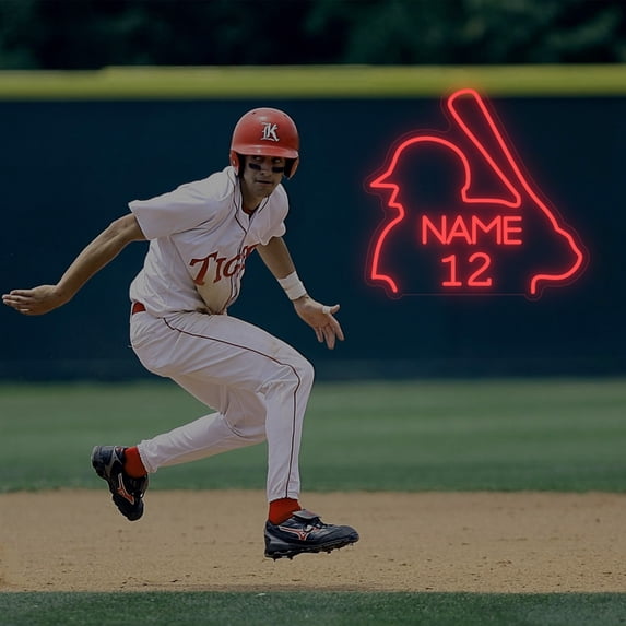 UPONRAY Baseball Player Custom Neon Signs, Usb Powered with Adjustable Brightness Wall Decor for Gifts, Red, 24 inch