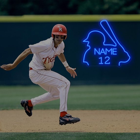 UPONRAY Baseball Player Custom Neon Signs, Usb Powered with Adjustable Brightness Wall Decor for Gifts, Dark Blue, 22 inch
