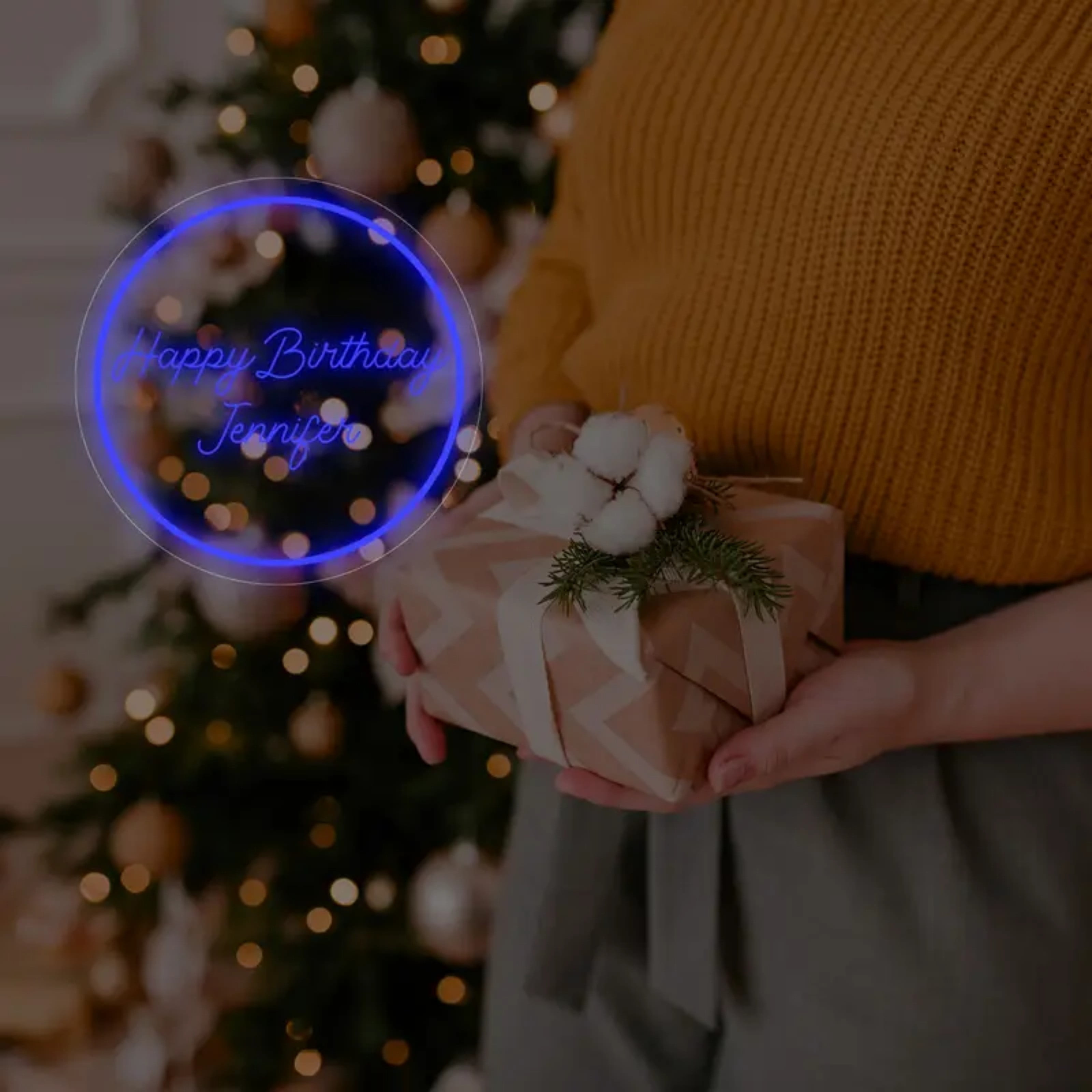 UPONRAY Circular Custom Neon Signs, Usb Powered with Adjustable Brightness Wall Decor for Gifts, Dark Blue, 15 inch
