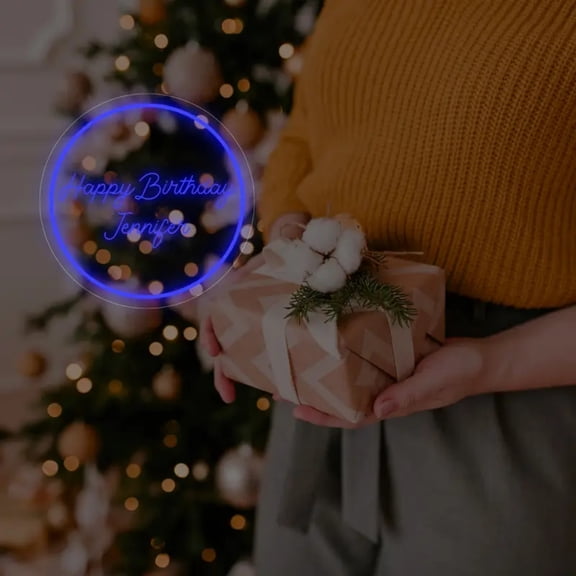UPONRAY Circular Custom Neon Signs, Usb Powered with Adjustable Brightness Wall Decor for Gifts, Dark Blue, 12 inch