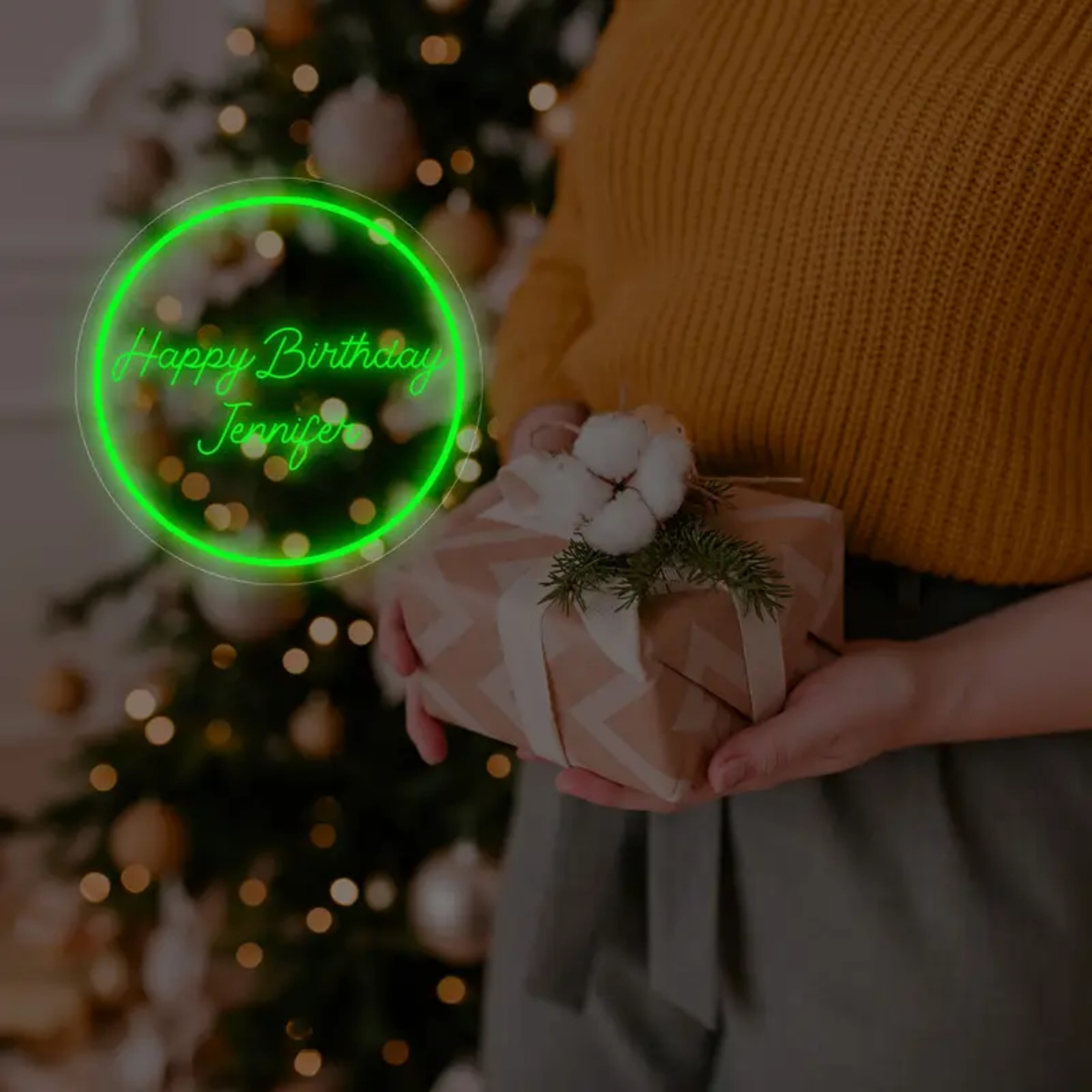 UPONRAY Circular Custom Neon Signs, Usb Powered with Adjustable Brightness Wall Decor for Gifts, Green, 15 inch