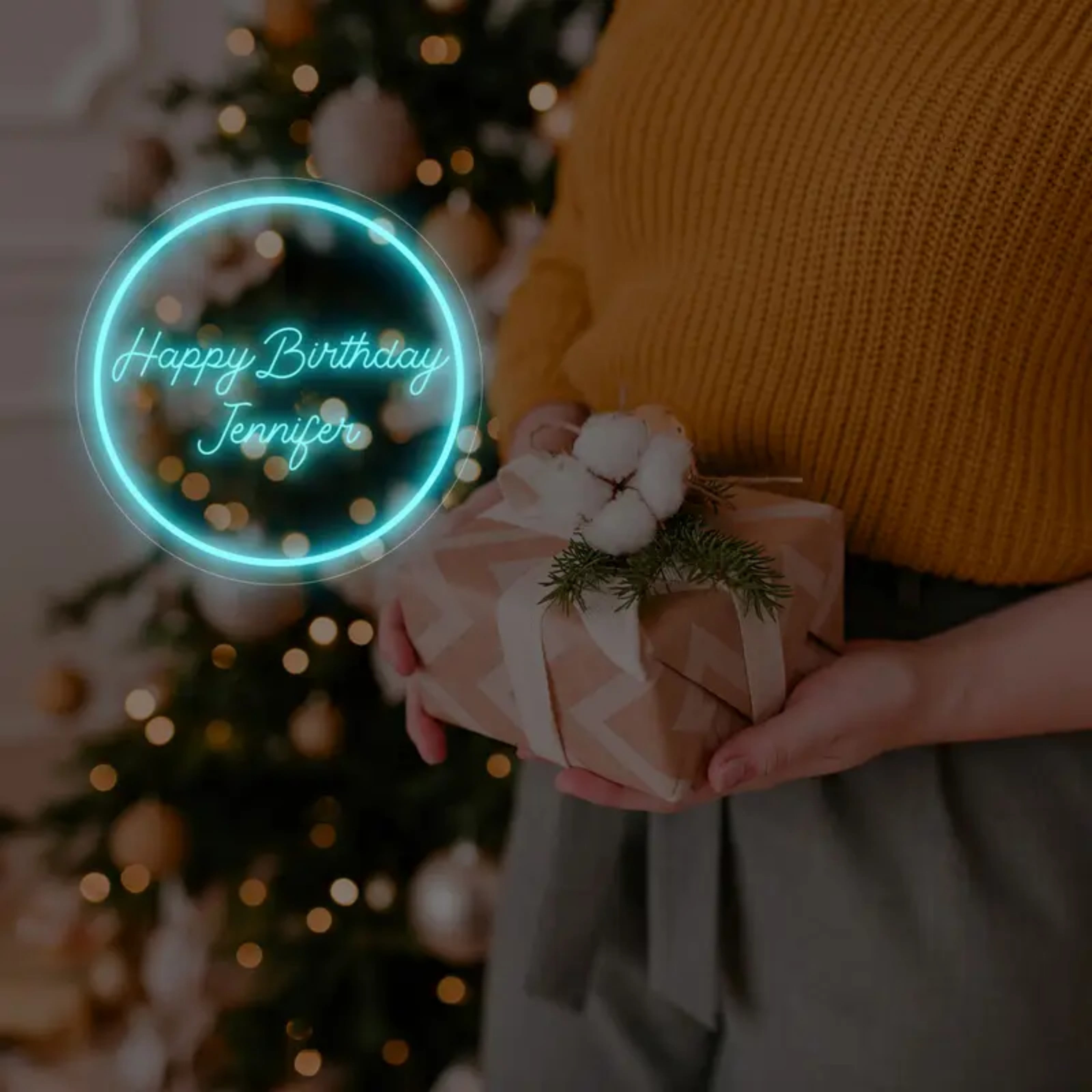 UPONRAY Circular Custom Neon Signs, Usb Powered with Adjustable Brightness Wall Decor for Gifts, Ice Blue, 12 inch