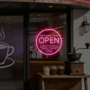 UPONRAY Circular Open Custom Neon Signs, Usb Powered with Adjustable Brightness Wall Decor for Gifts, Pink, 16 inch