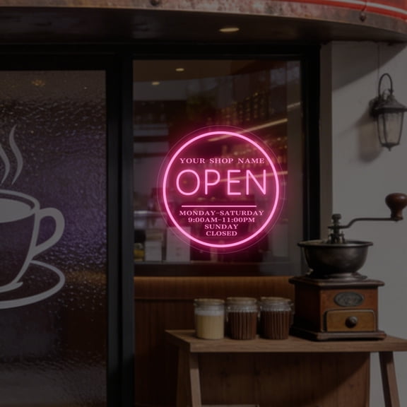 UPONRAY Circular Open Custom Neon Signs, Usb Powered with Adjustable Brightness Wall Decor for Gifts, Pink, 16 inch