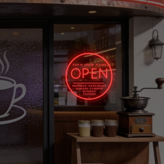 UPONRAY Circular Open Custom Neon Signs, Usb Powered with Adjustable Brightness Wall Decor for Gifts, Red, 20 inch