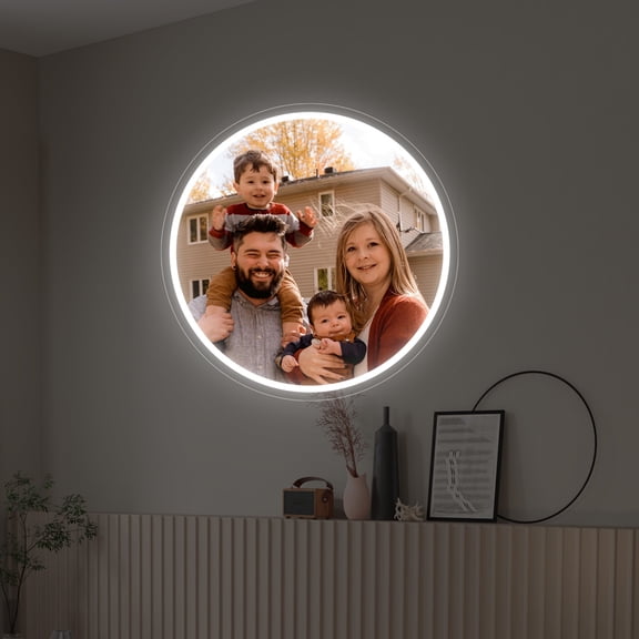 UPONRAY Circular Photograph Custom Neon Signs, Usb Powered with Adjustable Brightness Wall Decor for Gifts, Cool White, 14 inch