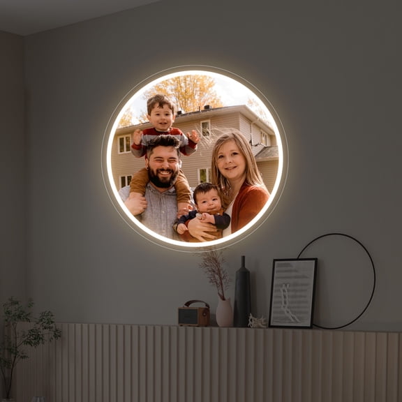 UPONRAY Circular Photograph Custom Neon Signs, Usb Powered with Adjustable Brightness Wall Decor for Gifts, Warm White, 18 inch
