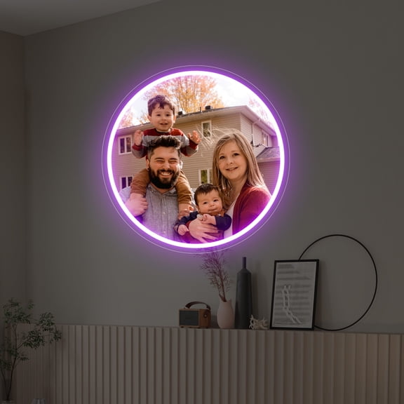 UPONRAY Circular Photograph Custom Neon Signs, Usb Powered with Adjustable Brightness Wall Decor for Gifts, Purple, 14 inch
